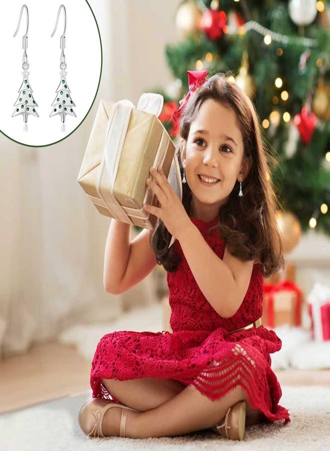 HEEYA Sterling Silver Christmas Earrings,Sterling Silver Drop Earrings for Women,Christmas Tree Jewelry to my Daughter,Silver Dangle Earring with Cubic Zirconia,Christmas Earring Birthday Gifts with Box - Image 4